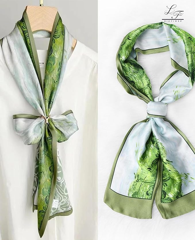 Head Scarf Hair Neck Scarves For Women Purse Bag Scarfs For Handbags Silky Long Thin Satin Headscarf Fashion