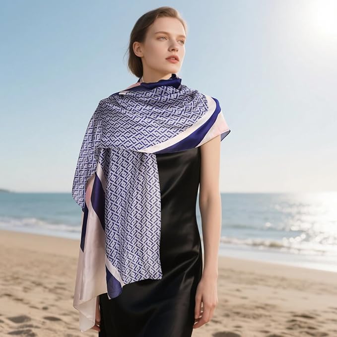 EXTREE Scarfs for Women Pashmina Silky Shawl Wrap for Evening Dressing Blanket Open Front Poncho Cape