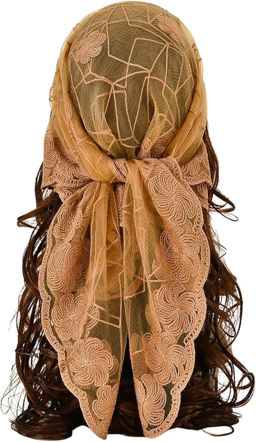 Floerns Women's Flower Embroidery Hair Scarf Headband Sheer Lace Hair Bandana