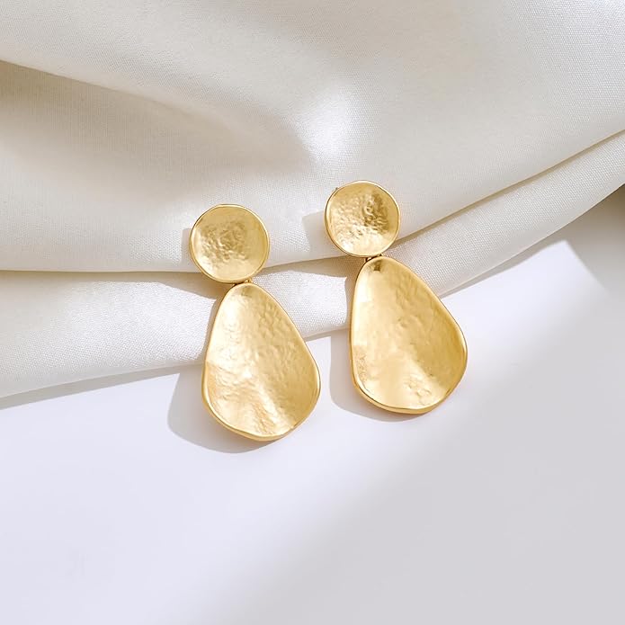 YUJIE Gold Plated Earrings for Women Geometric Chunky Dangle Earring Trendy Silvery Two-Tone Statement Jewelry