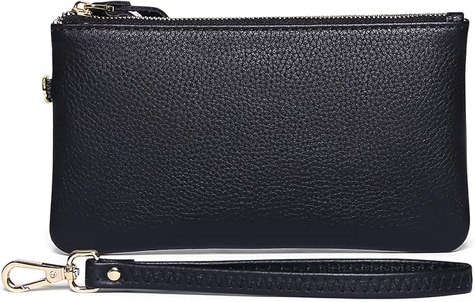 GOIACII Women's Wristlet Clutch Slim Leather Wallet RFID Blocking Handbag