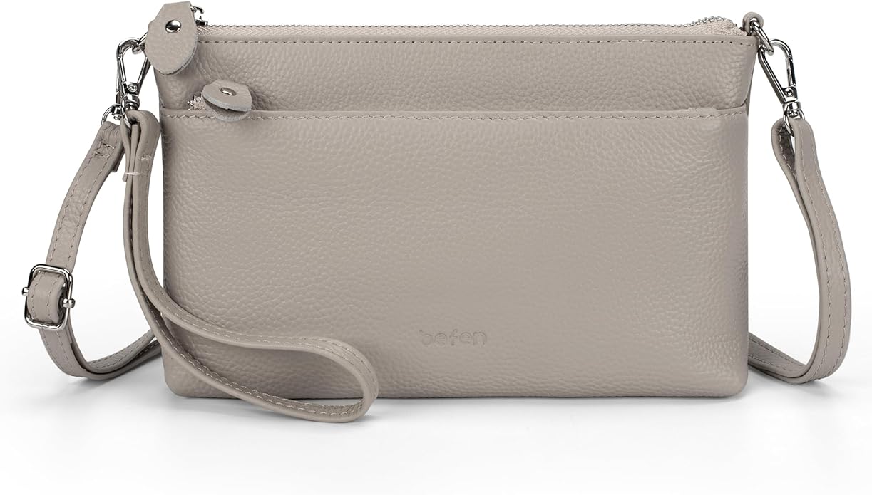 befen Genuine Leather Wristlet Clutch Wallet Purses with RFID Blocking, Small Crossbody Bags Shoulder Handbag for Women