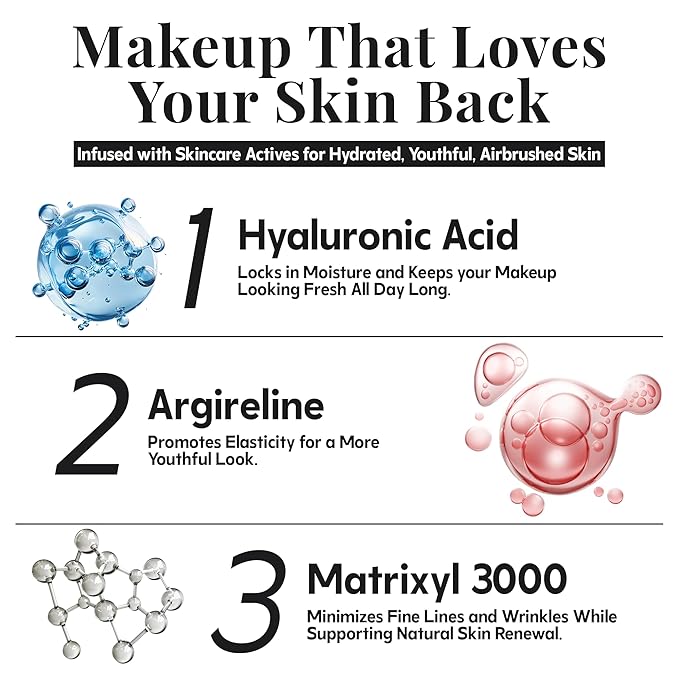 Jerome Alexander MagicMinerals AirBrush Foundation – 2 Piece Set with Airbrush Foundation and Kabuki Brush - Spray Makeup with Anti-aging Ingredients for Smooth Radiant Skin - Warm Medium