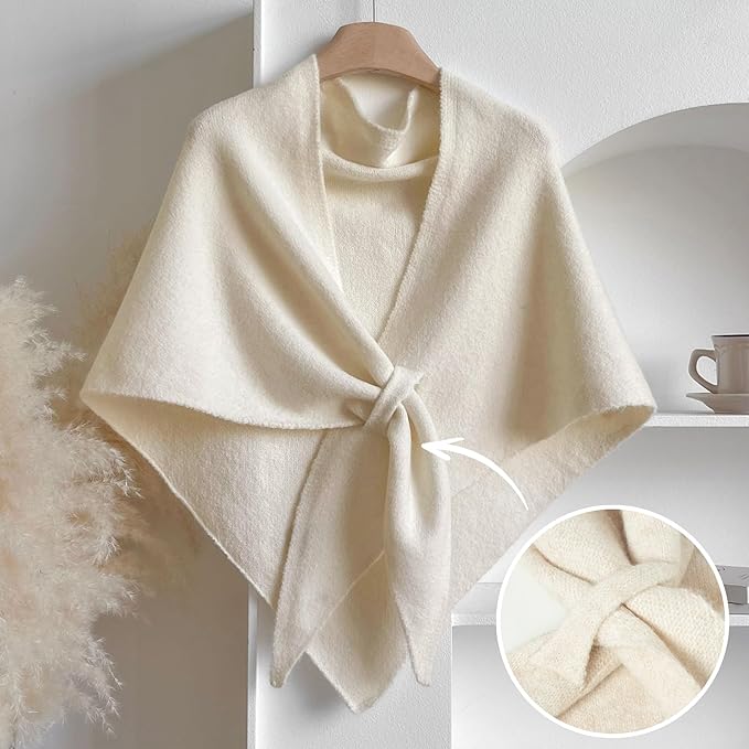 RIIQIICHY Shawl Wrap Women Pashmina Triangle Cape Knit Sweater Scarf for Fall Winter Fashion Accessory