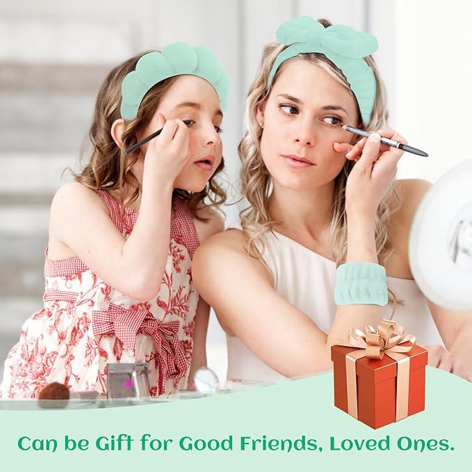 Spa Headband & Wristband Set，Makeup & Skincare Headbands for Washing Face，Face Wash Head band for Women，Hair Accessories for Women，Cute Hair Band for Girls 4 Pcs
