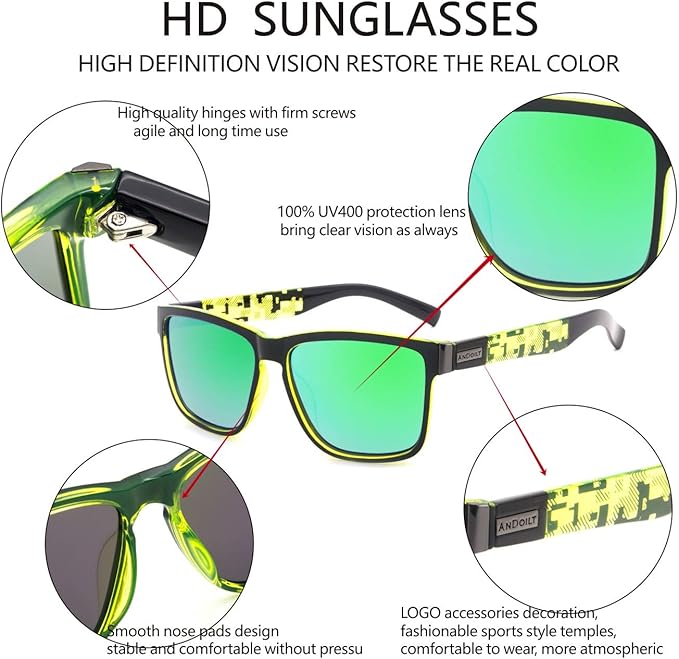 ANDOILT Sport Polarized Square Sunglasses