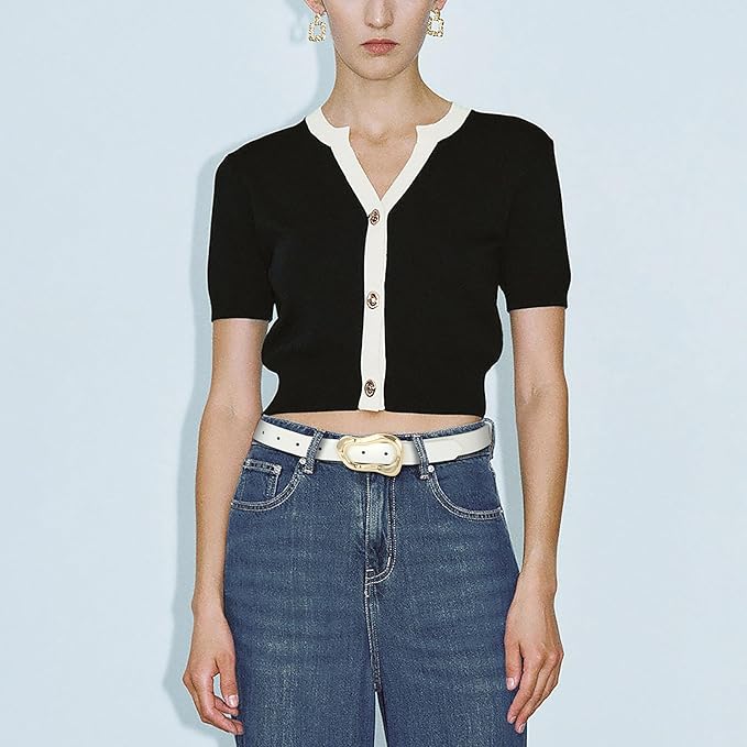 Black Belt for Women Stylish Gold Buckle Fashion Leather Waist Belt Perfect for Jeans and Dresses