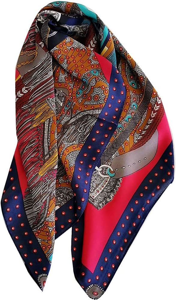 FONYVE Silk Feeling Scarf Medium Square Satin Head Scarf for Women 27.5 × 27.5 inches