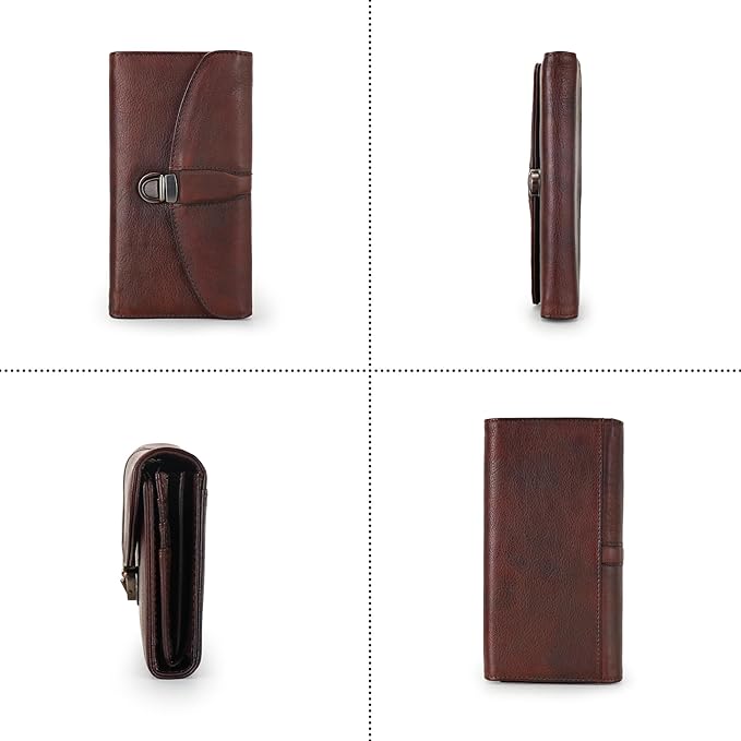 ORIREAL Women's Wallet Genuine Leather Wallet for Ladies Large Capacity Hand-Crafted Wallet Card Holder Purse