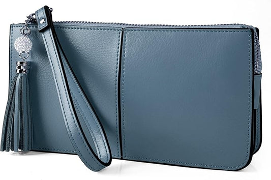 befen Genuine Leather Wristlet Clutch for Women Ultra-Slim Ladies Credit Card Holder Wallet Purses with RFID Protection
