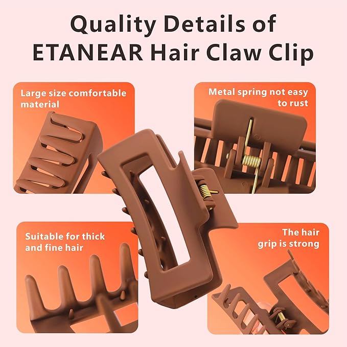 4Pcs Cloud Claw Clips for Women, 4.2 Inch Non-Slip Strong Hold Hair Claws, Unbreakable & Durable TPEE-Silicone Blend, Large Bendable Cozy Hair Clip for Thin/Thick/Curly Hair, All-Day Comfort