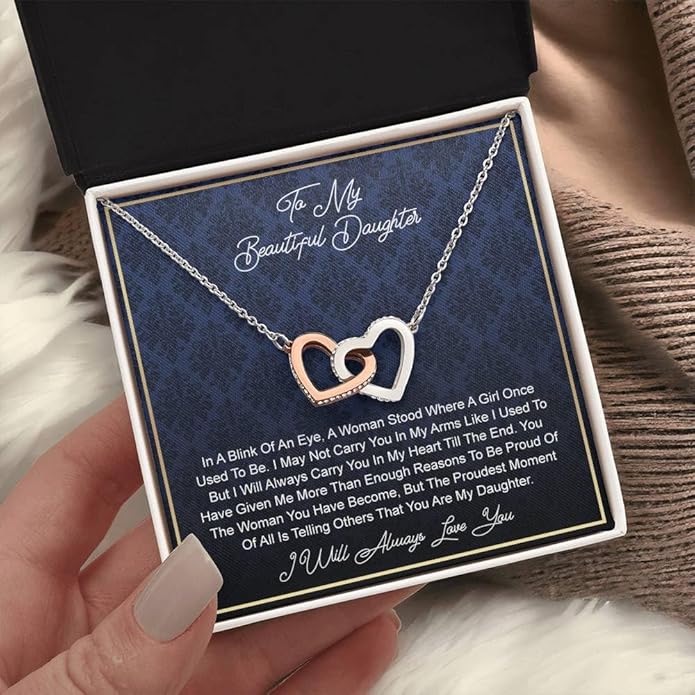 VIRAGIL To My Daughter Gift Necklace From Dad or Mom - Badass Daughter Jewelry With Heartfelt Message & Elegant Box
