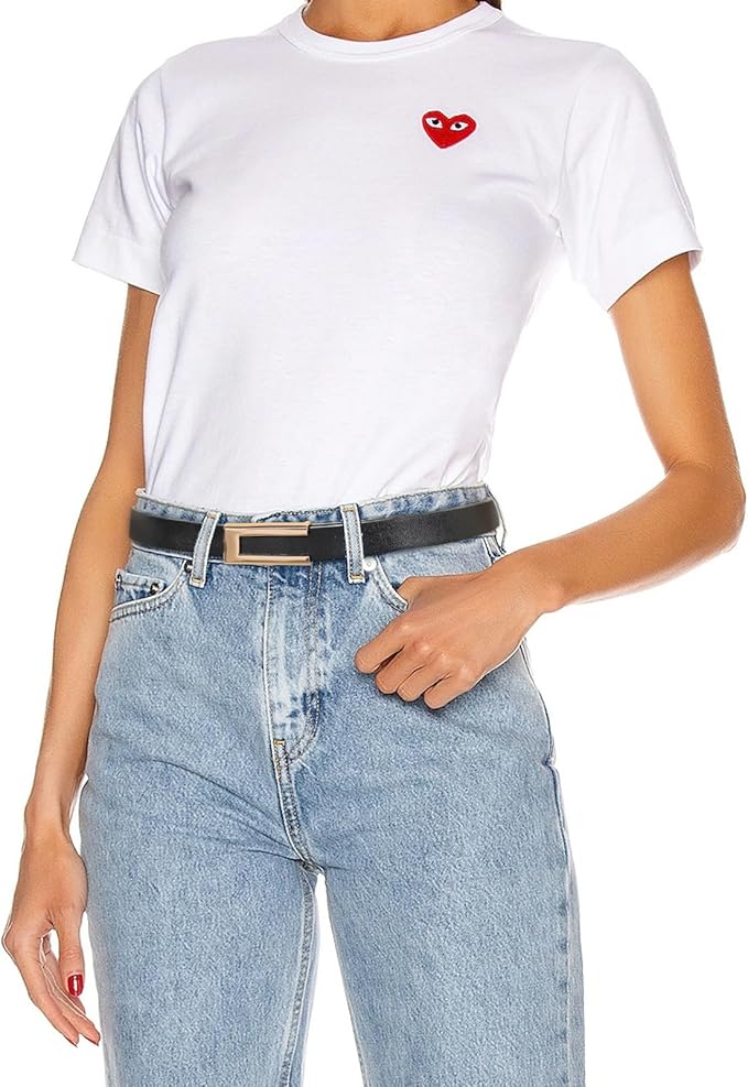 Women's Fashion Classic Metal Buckle Leather Belt with Jeans Dress