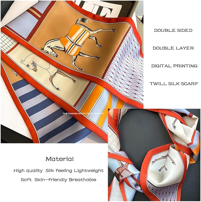 Livrerpi Silk Feeling Head Scarf Fashion Satin Hair Scarf Square Long Scarves for Women Gifts