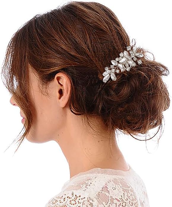 BriLove Wedding Bridal Jewelery for Women Austrian Crystal Teardrop Cluster Statement Necklace Dangle Earrings Link Bracelet Set