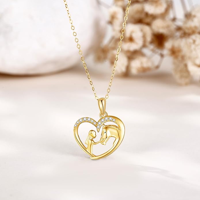 ELFRONT Mothers Day Gifts 14k Real Gold Dainty Necklace, Solid Gold Delicate Pendant For Women Mom Lover