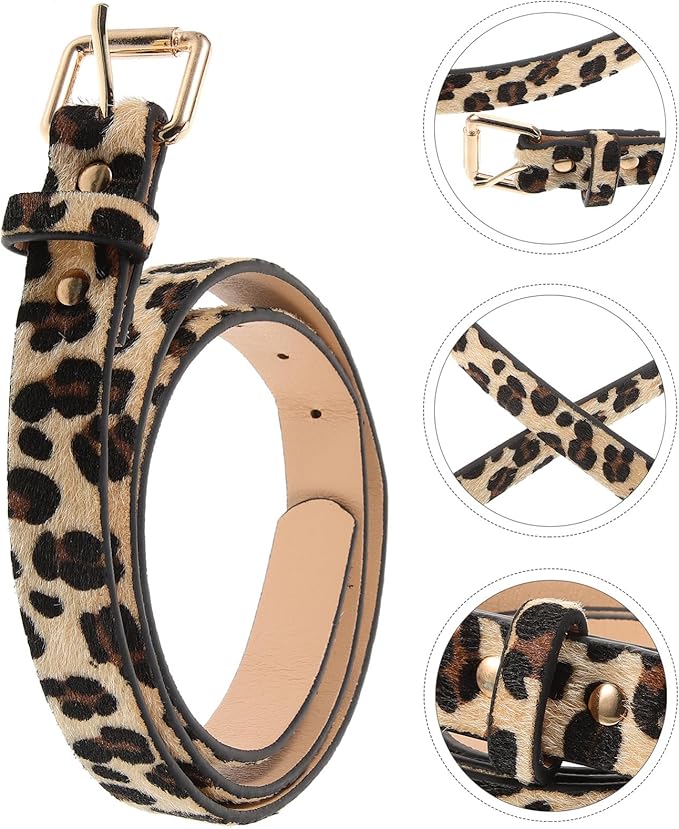 Leopard Belts for Jeans Pants Dress, Genuine Leather Belts, Vintage Chic Waist Belts for Women Men