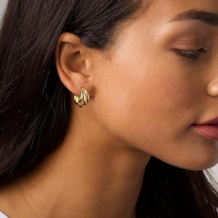 Chunky Small Knot Earrings Gold Silver Geometric Earrings for Women Dainty Gold and Silver Plated Dangle Drop Earrings Hypoallergenic and Lightweight Fashion Trendy Jewelry Gifts