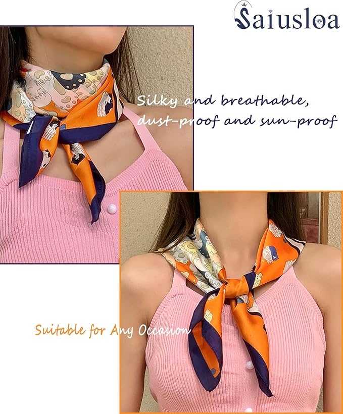 Neck Scarf For Womens Silky Head Scarves Hair Bandanas Square Scarf Fashion Accessories lightweight