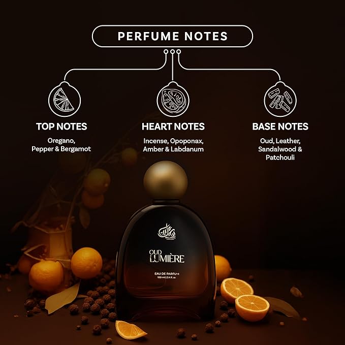 Bella Vita Luxury OUD LUMIÈRE Unisex Fragrance | EDP Perfume for Men and Women | Wood Top Note | 100 ml pack | 3.4 Fl. Oz. | Woody and Amber notes | Gift for Men and Women | Eau de Parfum