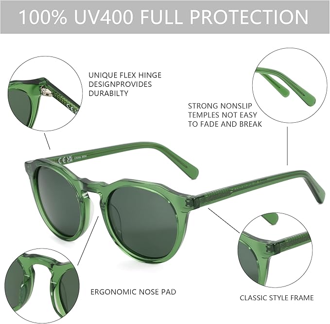 ZENOTTIC Vintage Round Polarized Sunglasses for Men Women UV400 Protection
