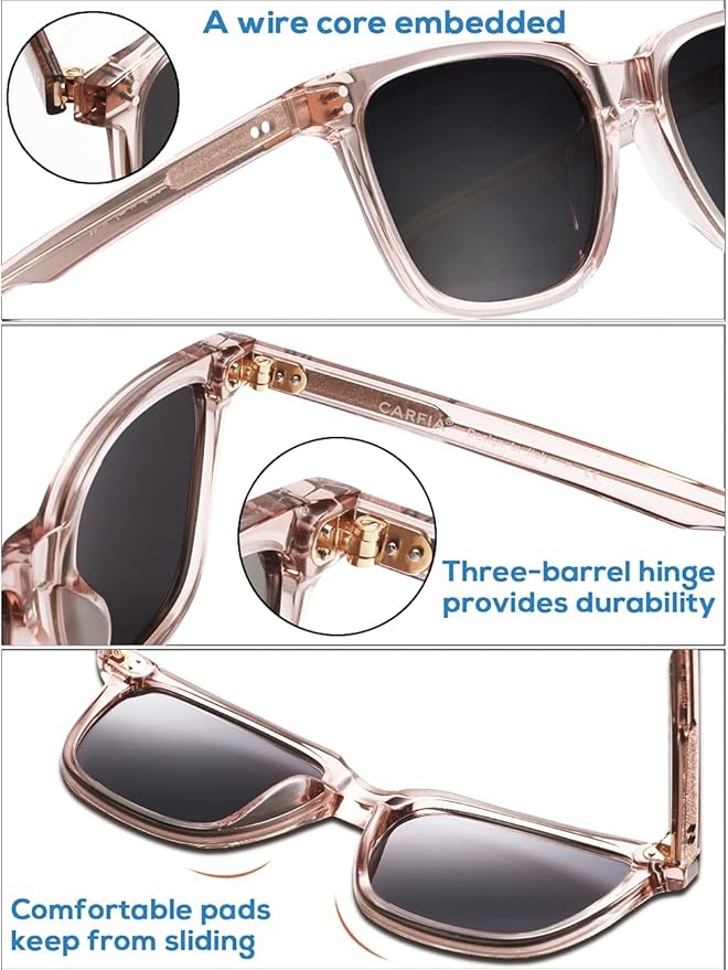 CARFIA Polarized Sunglasses for Women: Acetate, Small/Medium Size, UV400 Anti Glare CA5354