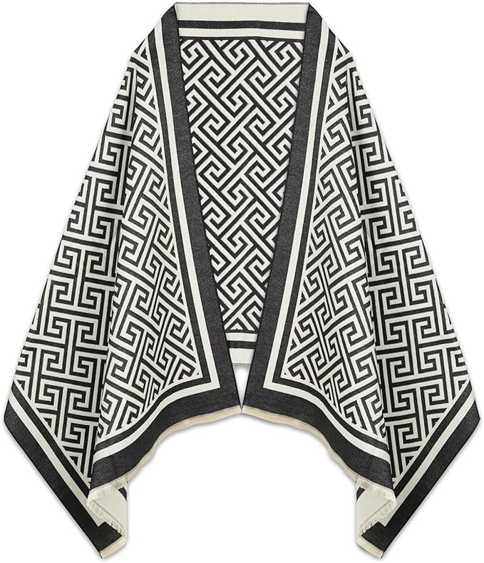 EXTREE Scarfs for Women Pashmina Silky Shawl Wrap for Evening Dressing Blanket Open Front Poncho Cape