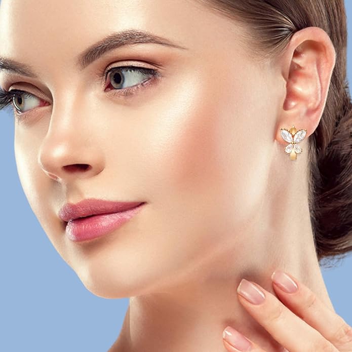 14K Gold Plated Cubic Zirconia Hoop Earrings,Three Row Diamon | Arrows | Double Row of Diamonds Huggie Earrings for Women
