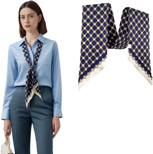 100% Mulberry Silk Ribbon Scarf for Hair Beach Head Wraps for Women Handbag accessories Necktie