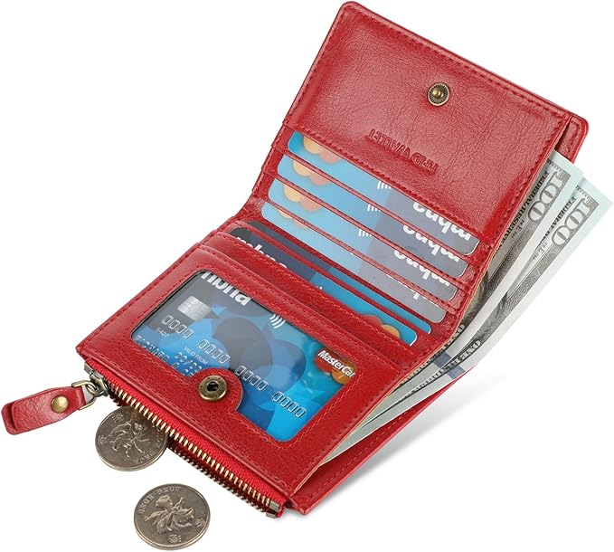 Lavemi Ultra Thin Small Compact Leather Womens Girls Wallets RFID Blocking Credit Card Holder for Women