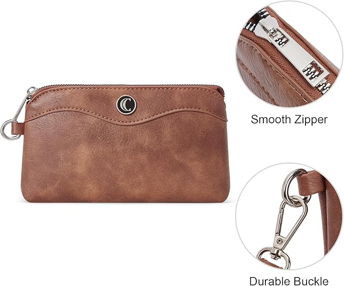 CLUCI Wristlet Wallets for Women Travel Phone Handbag Leather Clutch Purses with Card Slots