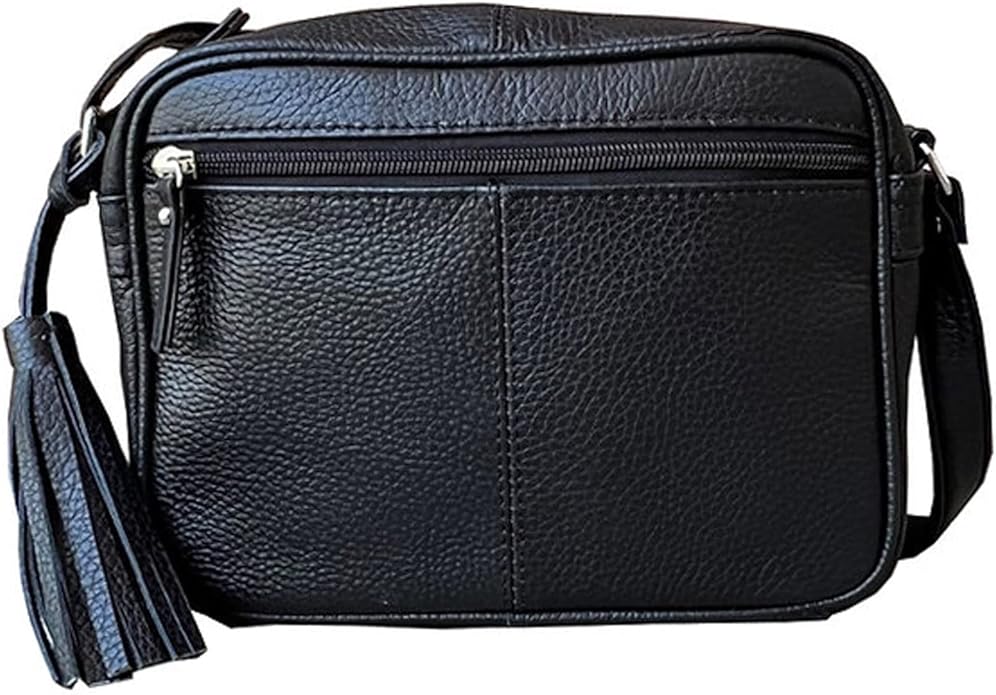 Cowhide Leather Women's Shoulder Purse Small Cross Body Organizer Bag with Many Pockets