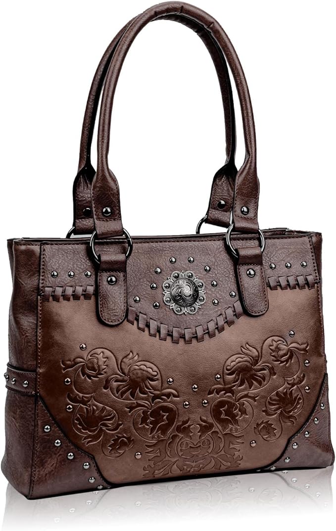 Tote Bag for Women Large Western Purse Ladies Top Handle Shoulder Handbags Vintage Embossed Concho Studs