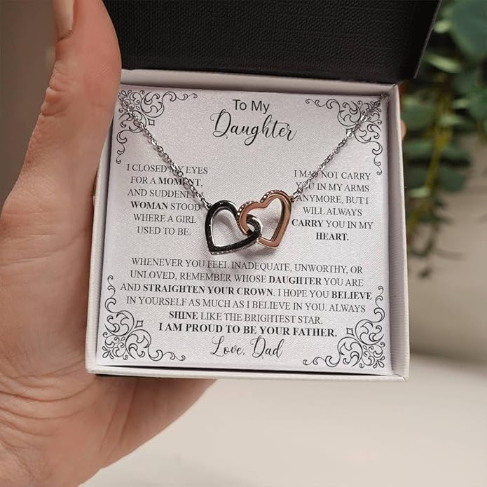 VIRAGIL To My Daughter Gift Necklace From Dad or Mom - Badass Daughter Jewelry With Heartfelt Message & Elegant Box