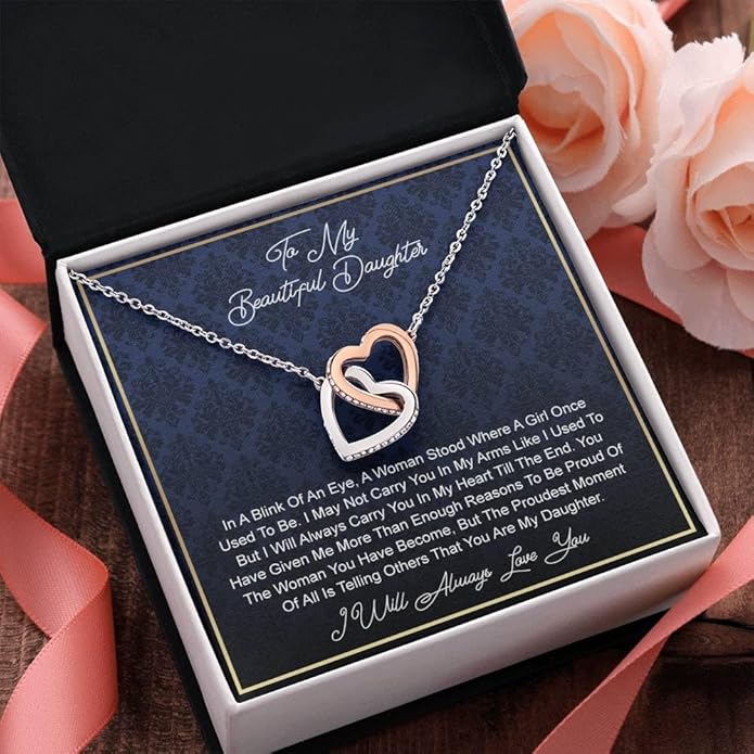 VIRAGIL To My Daughter Gift Necklace From Dad or Mom - Badass Daughter Jewelry With Heartfelt Message & Elegant Box