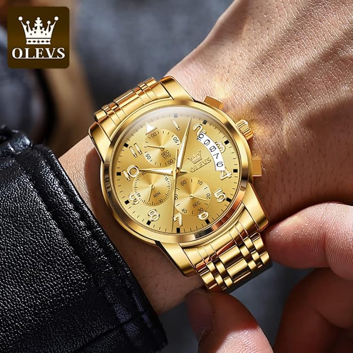 OLEVS Mens Watches Waterproof Stainless Steel Adjustable Bracelet Watch Quartz Analog Watch for Men Fashion Business Classic Mens's Wrist watch's Casual Watches Gold/Blue/Black/White/Face/Dial