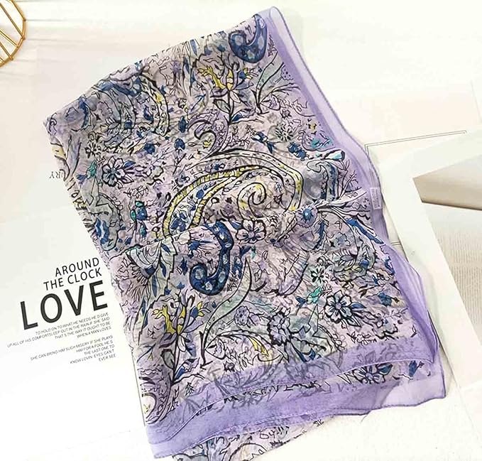 Pokeedioty Scarfs for Women Lightweight Scarves Elegant Floral Pattern Sheer Scarfs Shawls Wraps