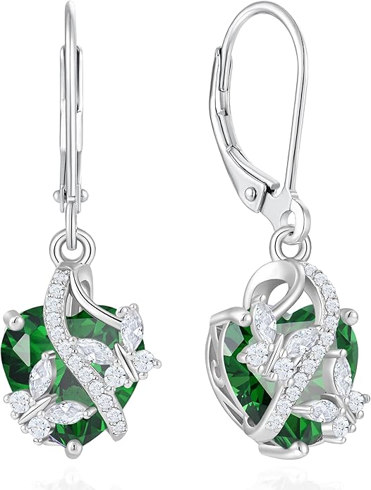 Butterfly Earrings for Women 925 Sterling Silver Heart Earring Birthstone Jewelry