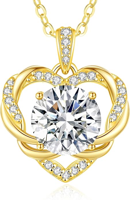 OOBEE Moissanite Heart Necklace for Women 925 Sterling Silver Fine Jewelry, Ideal Birthday Anniversary Christmas Gift for Women Wife Mom Girlfriend