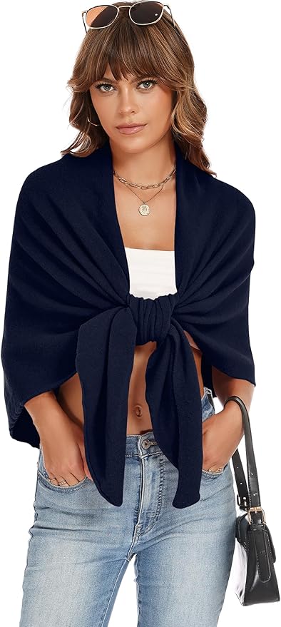 iWoo Women Soft Shawl Wraps kintted Open Front Poncho Sweater for Spring Fall Winter
