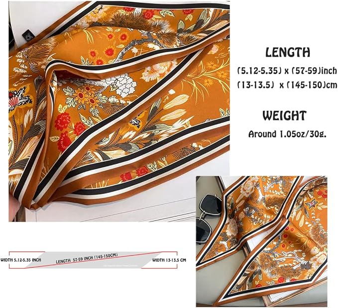 Livrerpi Silk Feeling Head Scarf Fashion Satin Hair Scarf Square Long Scarves for Women Gifts