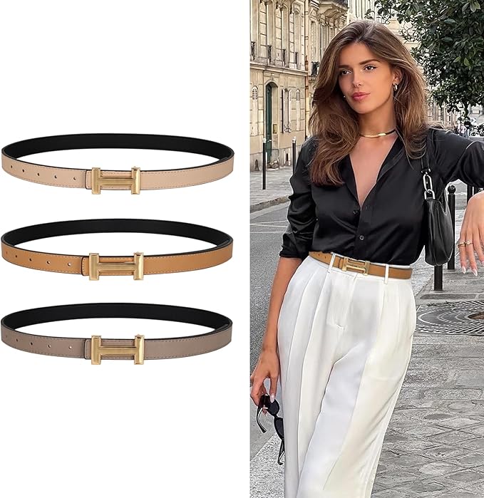 Relang Women's Belts with Gold Buckle, Fashion Waist Band, Elegant Ladies' Belt, Gift for Women
