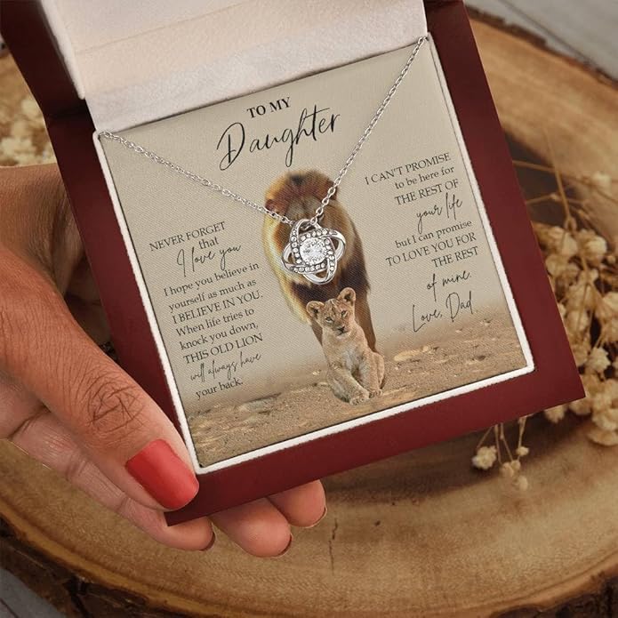 VIRAGIL To My Daughter Gift Necklace From Dad or Mom - Badass Daughter Jewelry With Heartfelt Message & Elegant Box