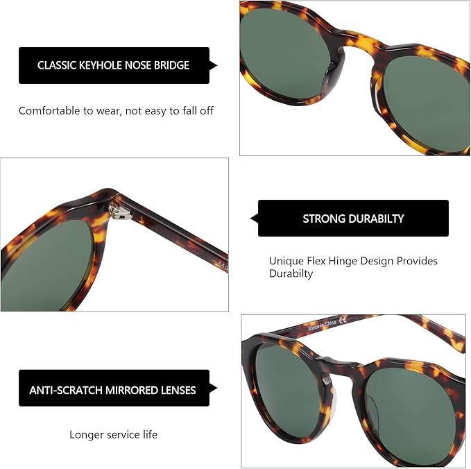 ZENOTTIC Vintage Round Polarized Sunglasses for Men Women UV400 Protection