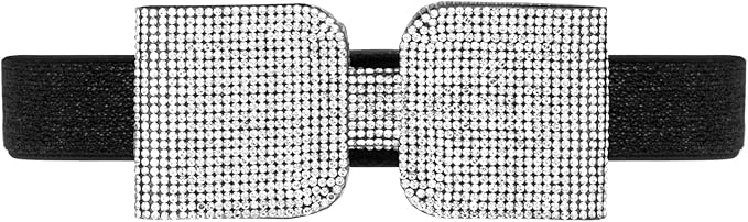 Womens Belts for Dress Fashion Rhinestone Elastic Bow Belt Skinny Waist Belt