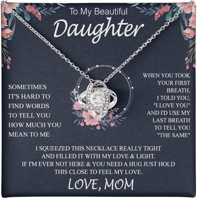 VIRAGIL To My Daughter Gift Necklace From Dad or Mom - Badass Daughter Jewelry With Heartfelt Message & Elegant Box