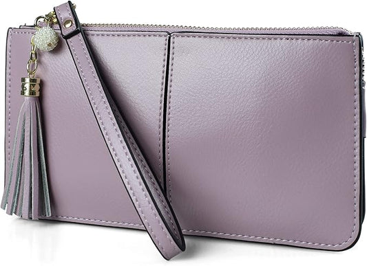 befen Genuine Leather Wristlet Clutch for Women Ultra-Slim Ladies Credit Card Holder Wallet Purses with RFID Protection