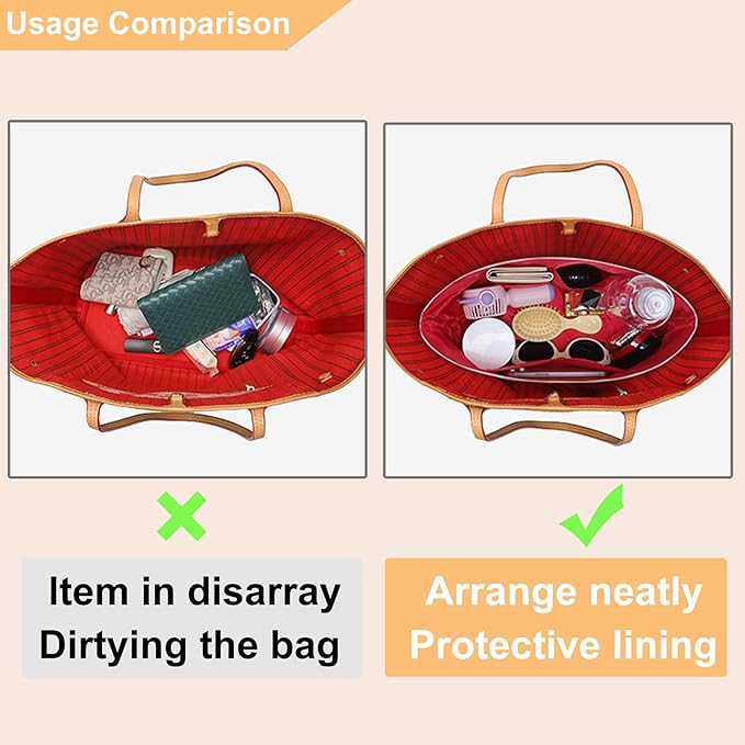 Doxo Upgraded Lv Neverfull PM Organizer Insert, Bag Organizer for Lv Neverfull Medium, Dupontpaper Lightweight & Waterproof Purse Insert Organizer with Multi-pockets(White-no zipper,PM)