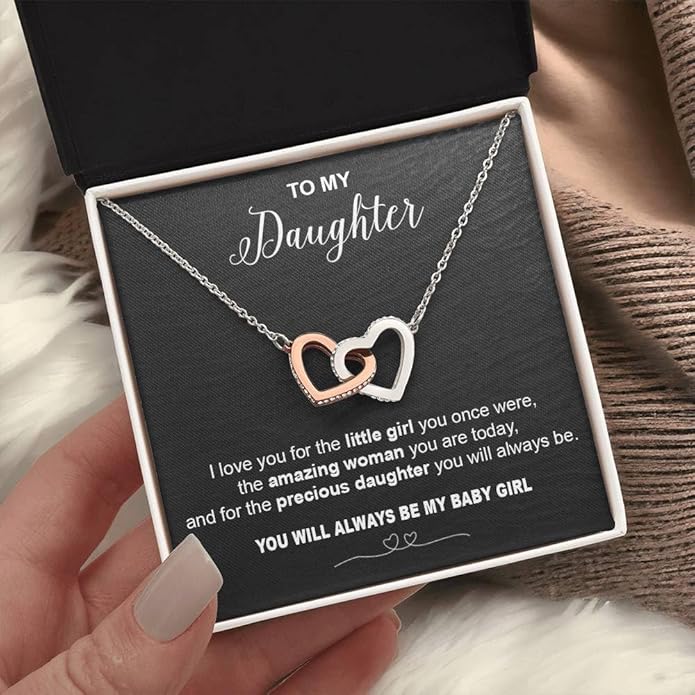 VIRAGIL To My Daughter Gift Necklace From Dad or Mom - Badass Daughter Jewelry With Heartfelt Message & Elegant Box