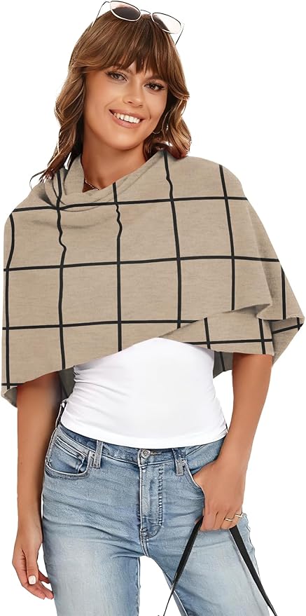 iWoo Women Soft Shawl Wraps kintted Open Front Poncho Sweater for Spring Fall Winter